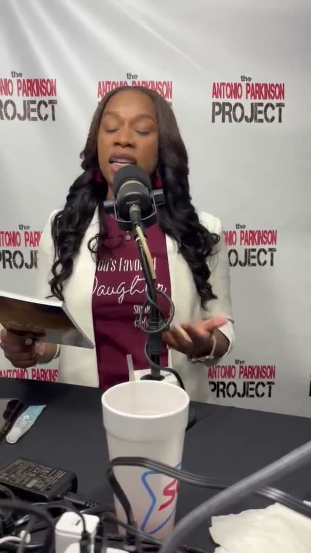 Shreeta speaking on a podcast